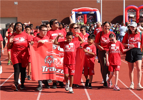 EMS ISD Special Olympians entering the games
